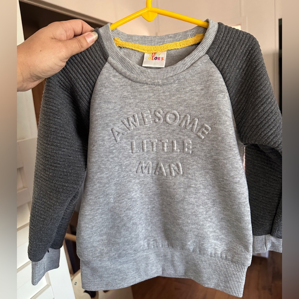 Gray Awesome Little Man Kids Sweater